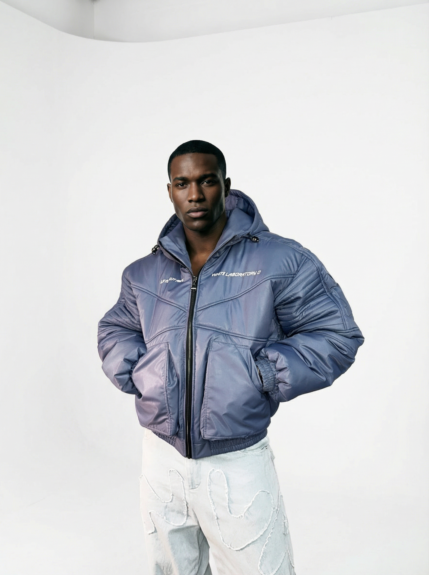 Зимняя Куртка МОТО перламутровый Retro Blue