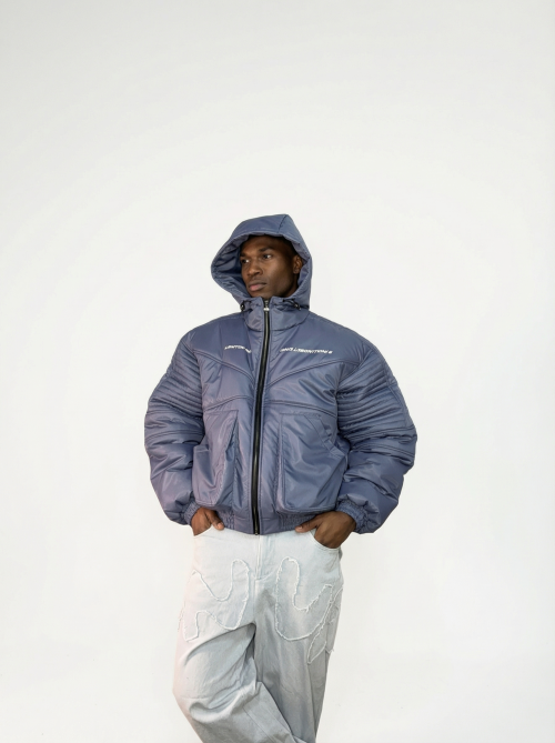 Зимняя Куртка МОТО перламутровый Retro Blue