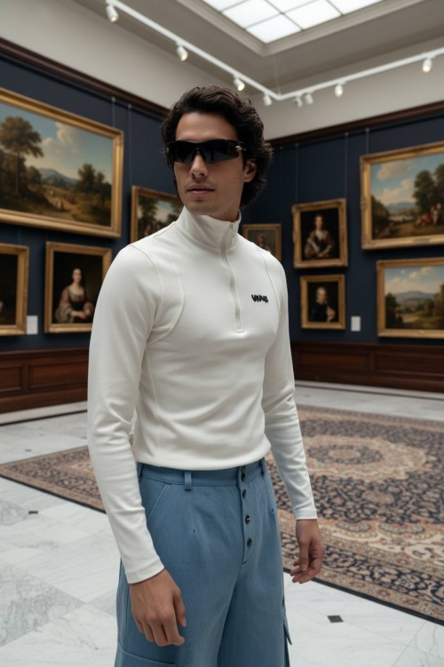 Водолазка с молнией молочная