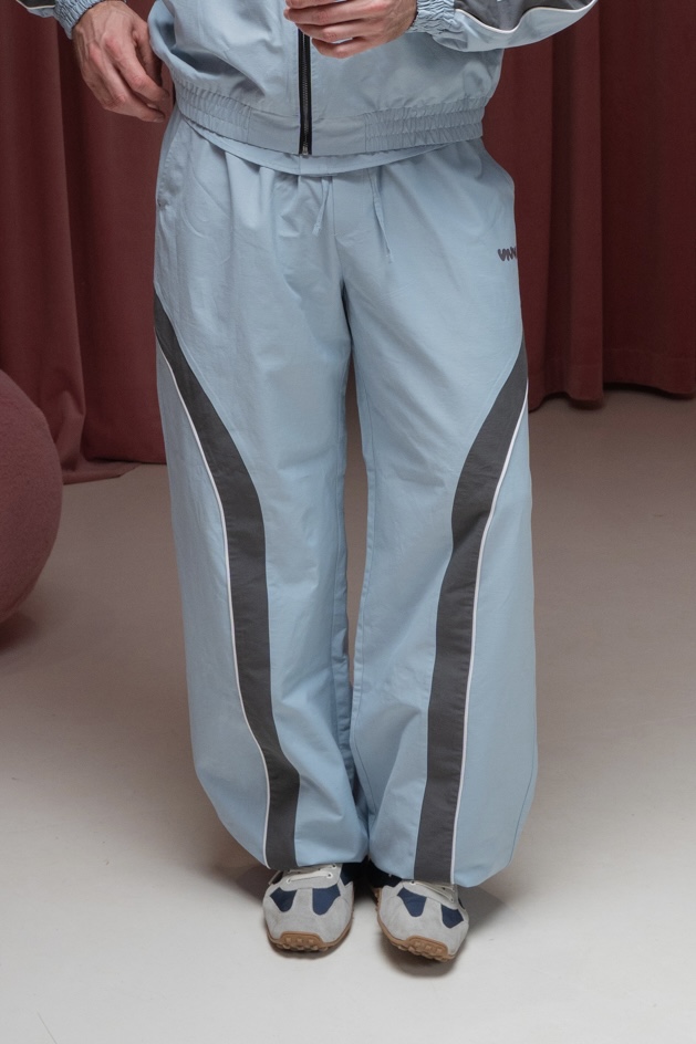 Брюки с лампасами спорт Голубые