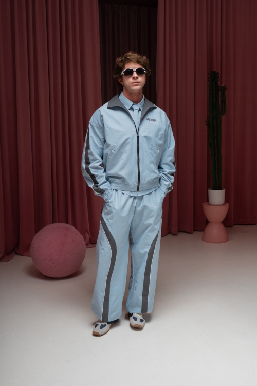 Брюки с лампасами спорт Голубые