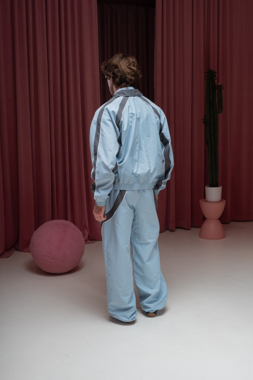 Брюки с лампасами спорт Голубые