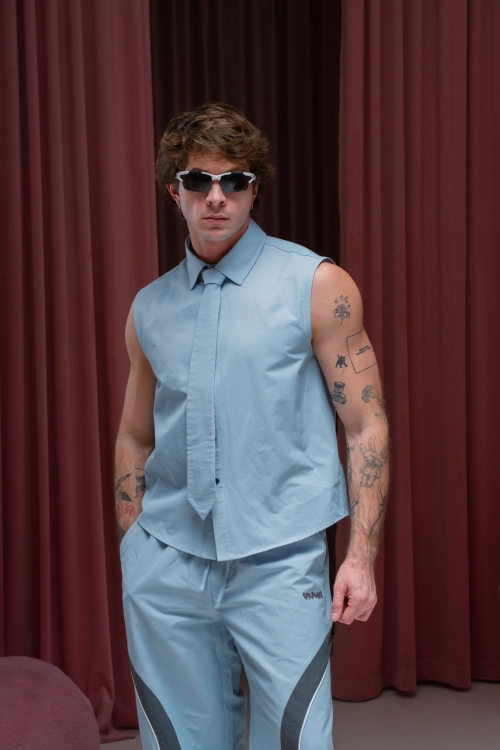 Рубашка без рукавов Голубая